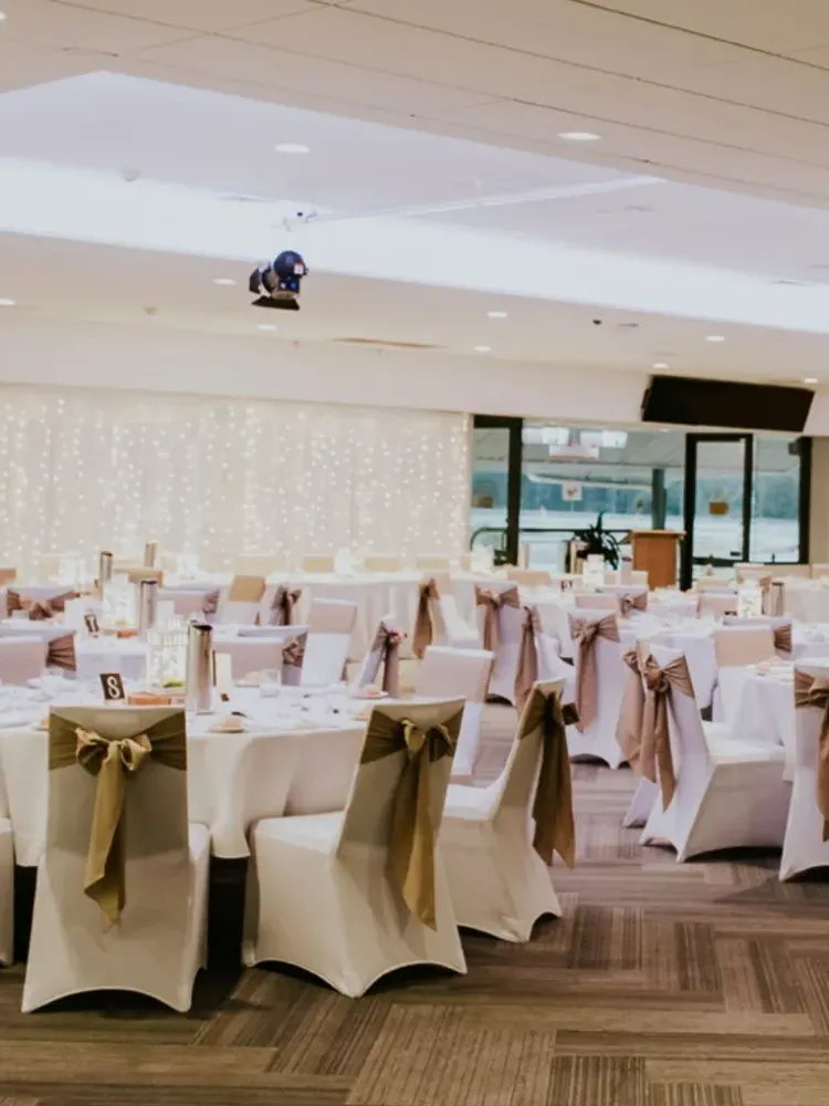 the panorama lounge wedding venue at the entertainment grounds set up for a wedding reception